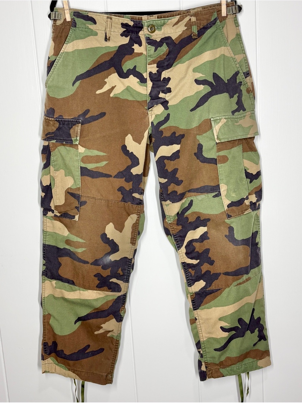 US Army Woodland Green Camo Combat Pants Men’s Size Medium Short